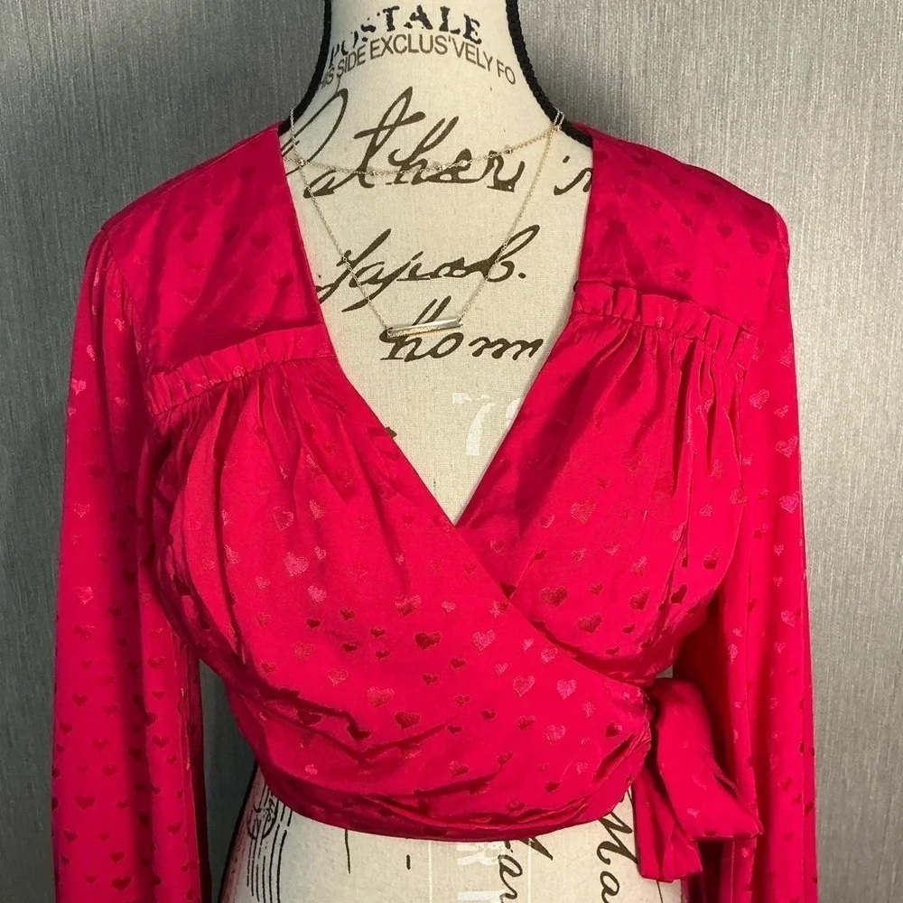 NWOT Elegant Pink Wrap Blouse Size Small